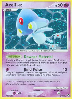 Pokemon,Mysterious Treasures,Azelf - 4/123,Holofoil,Holo Rare,Moderately Played
