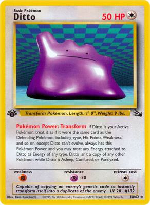 Pokemon,Fossil,Ditto (18) - 18/62,Unlimited,Rare,Heavily Played