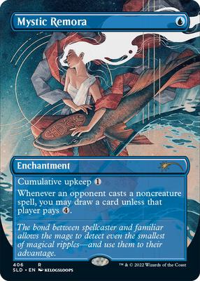 Magic: The Gathering,Secret Lair Drop Series,Mystic Remora (Borderless) - 406,Foil,Rare,Lightly Played