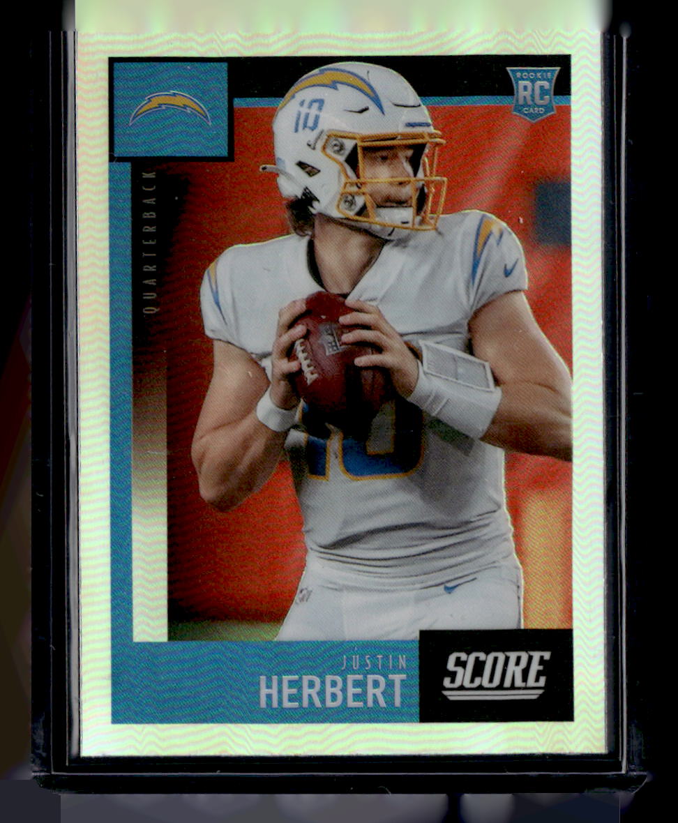 Score 2020 Panini Chronicles,2020 Panini Chronicles,Justin Herbert - 443,2020 Score Update Rookies Silver