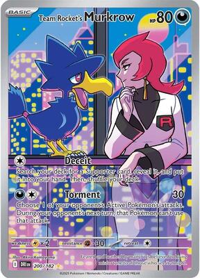 Pokemon,SV10: Destined Rivals,Team Rocket's Murkrow - 200/182,Holofoil,Illustration Rare,Near Mint