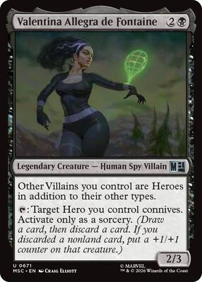 Magic: The Gathering,Commander: Marvel Super Heroes,Valentina Allegra de Fontaine - 671,Foil,Uncommon,Near Mint