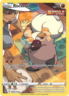 Pokemon,SWSH12: Silver Tempest Trainer Gallery,Rockruff - TG07/TG30,Holofoil,Ultra Rare,Damaged