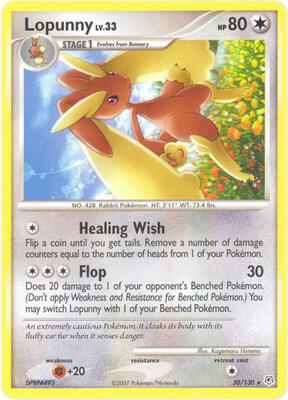 Pokemon,Diamond and Pearl,Lopunny - 30/130,Reverse Holofoil,Rare,Moderately Played