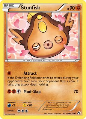 Pokemon,Legendary Treasures: Radiant Collection,Stunfisk - RC12/RC25,Holofoil,Uncommon,Lightly Played