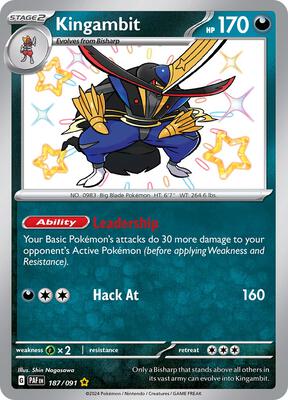 Pokemon,SV: Paldean Fates,Kingambit - 187/091,Holofoil,Shiny Rare,Lightly Played