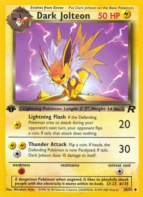 Pokemon,Team Rocket,Dark Jolteon - 38/82,Unlimited,Uncommon,Heavily Played