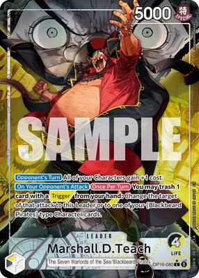 One Piece Card Game,The Time of Battle,Marshall.D.Teach (080) (Alternate Art) - OP16-080,Foil,Leader,Near Mint