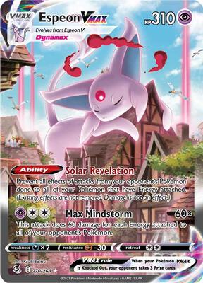 Pokemon,SWSH08: Fusion Strike,Espeon VMAX (Alternate Art Secret) - 270/264,Holofoil,Secret Rare,Moderately Played