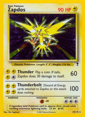 Pokemon,Legendary Collection,Zapdos - 019/110,Reverse Holofoil,Holo Rare,Lightly Played