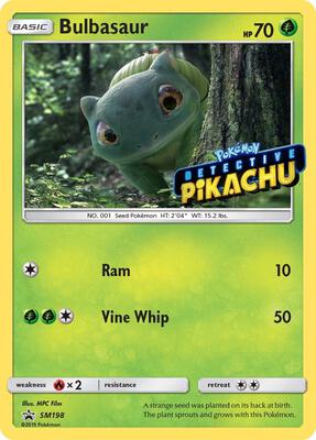Pokemon,SM Promos,Bulbasaur - SM198 (Detective Pikachu Stamped),Holofoil,Promo,Lightly Played