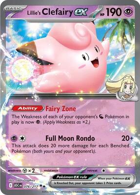 Pokemon,ME: Ascended Heroes,Lillie's Clefairy ex - 076/217,Holofoil,Double Rare,Near Mint