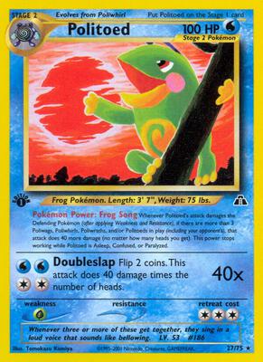 Pokemon,Neo Discovery,Politoed (27) - 27/75,Unlimited,Rare,Damaged