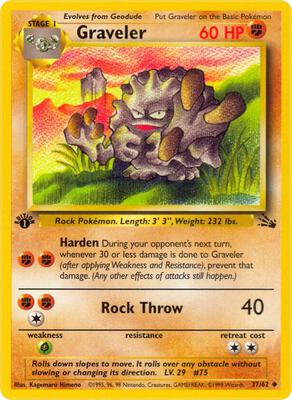 Pokemon,Fossil,Graveler - 37/62,1st Edition,Uncommon,Moderately Played