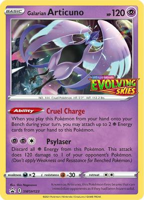 Pokemon,SWSH: Sword & Shield Promo Cards,Galarian Articuno - SWSH123 (Prerelease),Holofoil,Promo,Near Mint