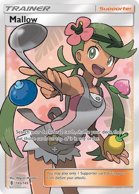 Pokemon,SM - Guardians Rising,Mallow (Full Art) - 145/145,Holofoil,Ultra Rare,Moderately Played