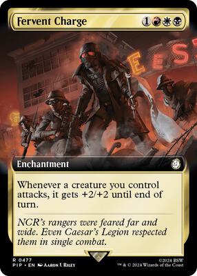 Magic: The Gathering,Universes Beyond: Fallout,Fervent Charge (Extended Art) - 477,Normal,Rare,Lightly Played