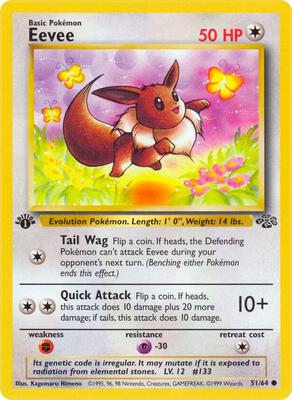 Pokemon,Jungle,Eevee - 51/64,1st Edition,Common,Lightly Played