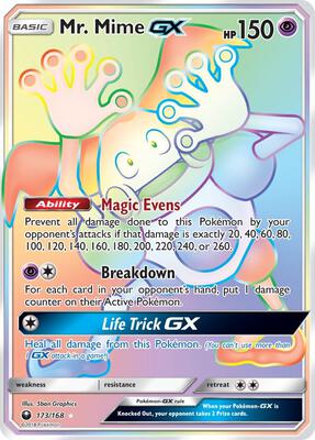 Pokemon,SM - Celestial Storm,Mr. Mime GX (Secret) - 173/168,Holofoil,Rainbow Rare,Lightly Played