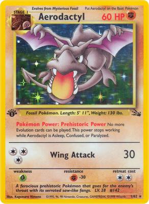 Pokemon,Fossil,Aerodactyl (1) - 01/62,Unlimited Holofoil,Holo Rare,Moderately Played