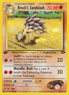 Pokemon,Gym Challenge,Brock's Sandslash - 036/132,1st Edition,Uncommon,Lightly Played