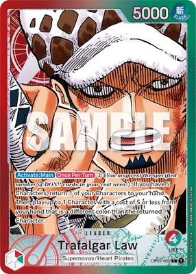 One Piece Card Game,Romance Dawn,Trafalgar Law (002) (Parallel) - OP01-002,Foil,Leader,Moderately Played