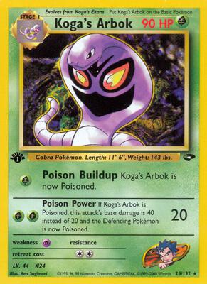 Pokemon,Gym Challenge,Koga's Arbok - 025/132,Unlimited,Rare,Lightly Played
