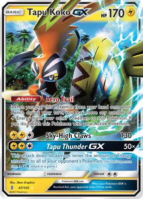 Pokemon,SM - Guardians Rising,Tapu Koko - 47/145,Holofoil,Ultra Rare,Near Mint