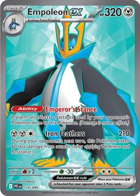 Pokemon,ME02: Phantasmal Flames,Empoleon ex - 114/094,Holofoil,Ultra Rare,Lightly Played