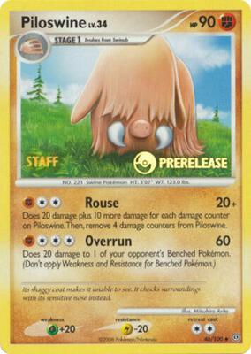 Pokemon,Nintendo Promos,Piloswine - 46/100 (Prerelease) [Staff],Normal,Promo,Moderately Played