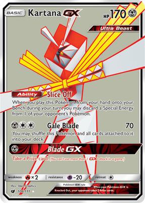 Pokemon,SM - Crimson Invasion,Kartana GX (Full Art) - 106/111,Holofoil,Ultra Rare,Lightly Played