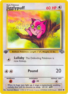 Pokemon,Jungle,Jigglypuff - 54/64,1st Edition,Common,Moderately Played