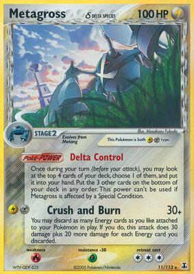 Pokemon,EX Delta Species,Metagross (Delta Species) - 11/113,Reverse Holofoil,Holo Rare,Damaged