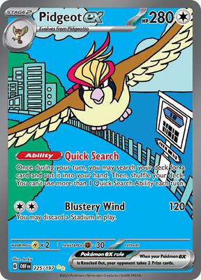 Pokemon,SV03: Obsidian Flames,Pidgeot ex - 225/197,Holofoil,Special Illustration Rare,Lightly Played