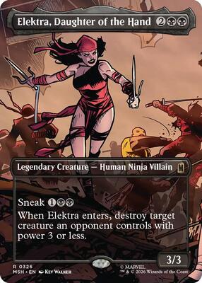 Magic: The Gathering,Marvel Super Heroes,Elektra, Daughter of the Hand (Borderless) (0326),Normal,Rare,Near Mint