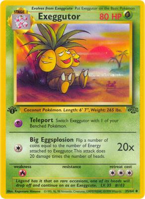Pokemon,Jungle,Exeggutor - 35/64,1st Edition,Uncommon,Moderately Played