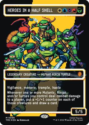 Magic: The Gathering,Commander: Teenage Mutant Ninja Turtles,Heroes in a Half Shell (0096) (Borderless) (Surge Foil),Foil,Mythic,Near Mint