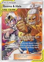 Pokemon,SM - Cosmic Eclipse,Guzma & Hala (Full Art) - 229/236,Holofoil,Ultra Rare,Damaged