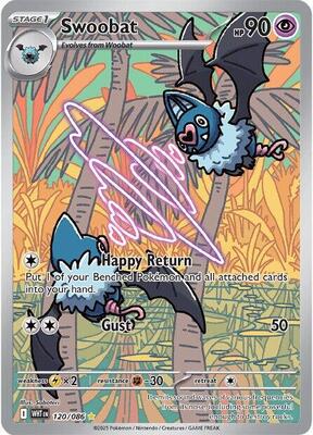 Pokemon,SV: White Flare,Swoobat - 120/086,Holofoil,Illustration Rare,Lightly Played