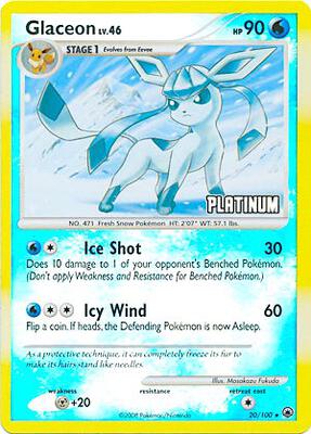 Pokemon,Burger King Promos,Glaceon - 20/100 [Platinum] - 020/100,Reverse Holofoil,Promo,Moderately Played