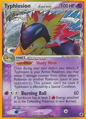 Pokemon,EX Dragon Frontiers,Typhlosion (Delta Species) - 12/101,Holofoil,Holo Rare,Heavily Played