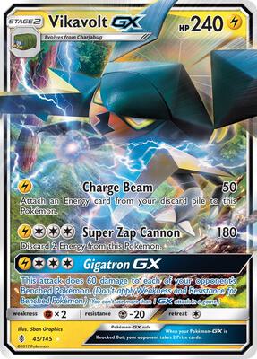 Pokemon,SM - Guardians Rising,Vikavolt - 45/145,Holofoil,Ultra Rare,Moderately Played