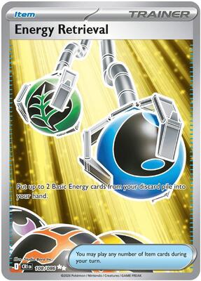 Pokemon,ME04: Chaos Rising,Energy Retrieval - 108/086,Holofoil,Ultra Rare,Near Mint