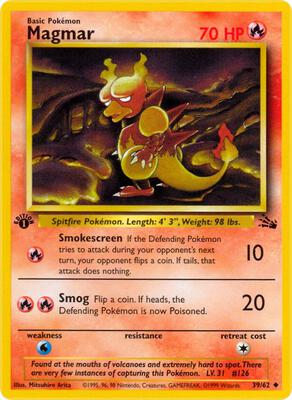Pokemon,Fossil,Magmar - 39/62,1st Edition,Uncommon,Moderately Played