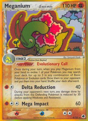 Pokemon,EX Dragon Frontiers,Meganium (Delta Species) - 4/101,Holofoil,Holo Rare,Heavily Played