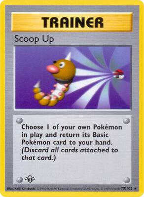 Pokemon,Base Set (Shadowless),Scoop Up - 078/102,1st Edition,Rare,Heavily Played