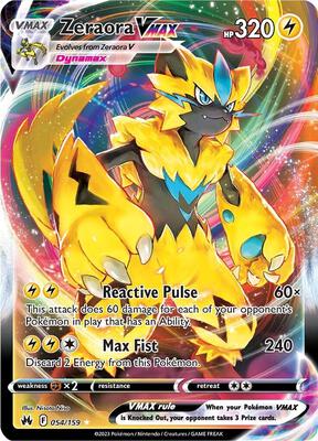 Pokemon,SWSH: Crown Zenith,Zeraora VMAX - 054/159,Holofoil,Ultra Rare,Lightly Played