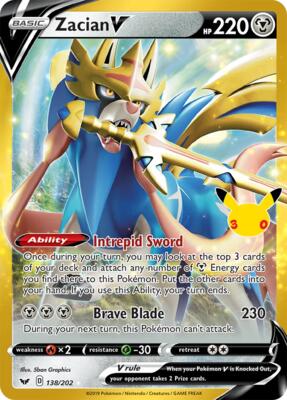 Pokemon,ME: 30th Celebration Classic Collection,Zacian V - 138/202,Holofoil,Classic Collection,Near Mint