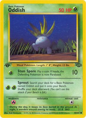 Pokemon,Jungle,Oddish - 58/64,1st Edition,Common,Moderately Played