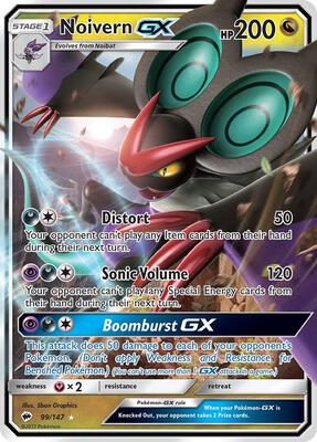Pokemon,SM - Burning Shadows,Noivern - 99/147,Holofoil,Ultra Rare,Moderately Played